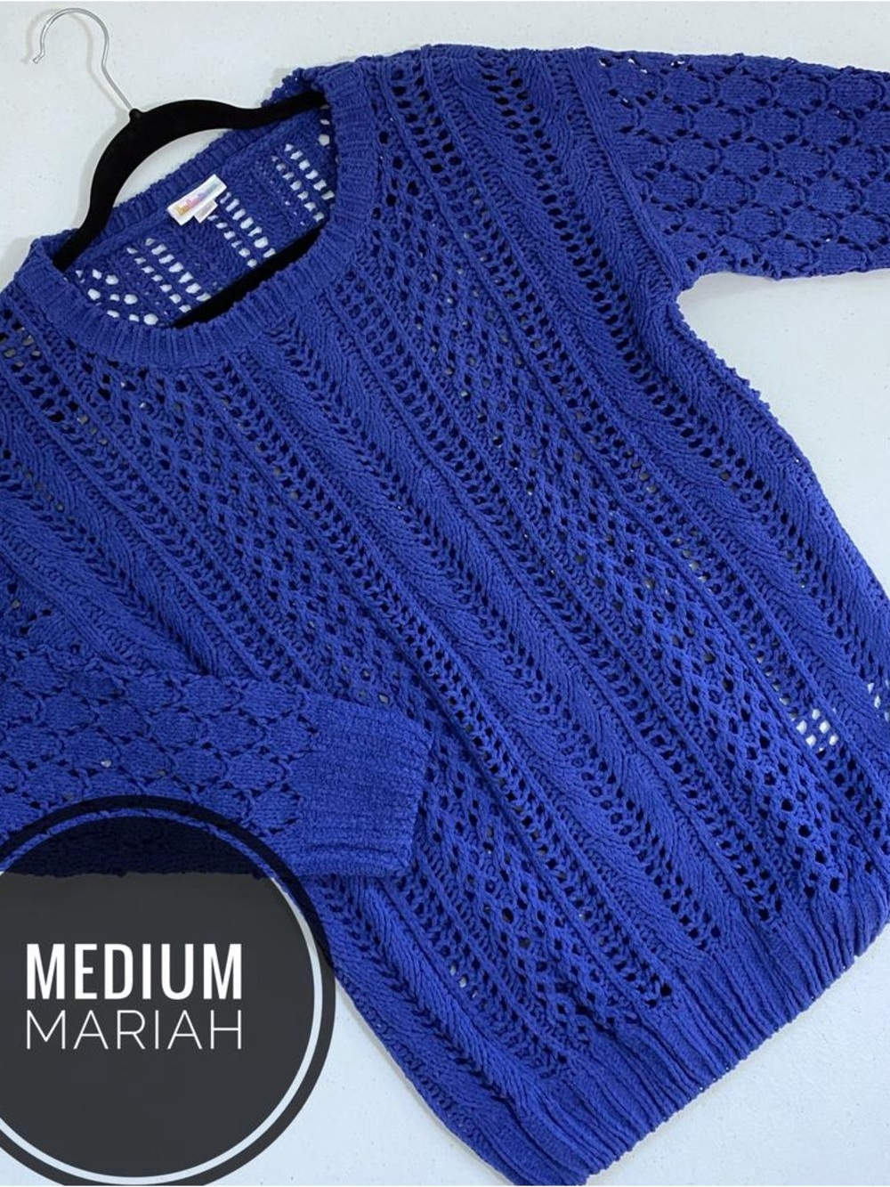 LuLaRoe Mariah Openwork Crew Sweater - Royal Blue